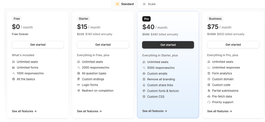 fillout price plan